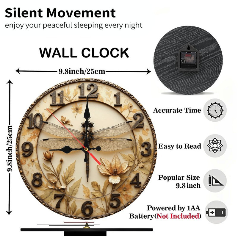 Horloge décorative libellule