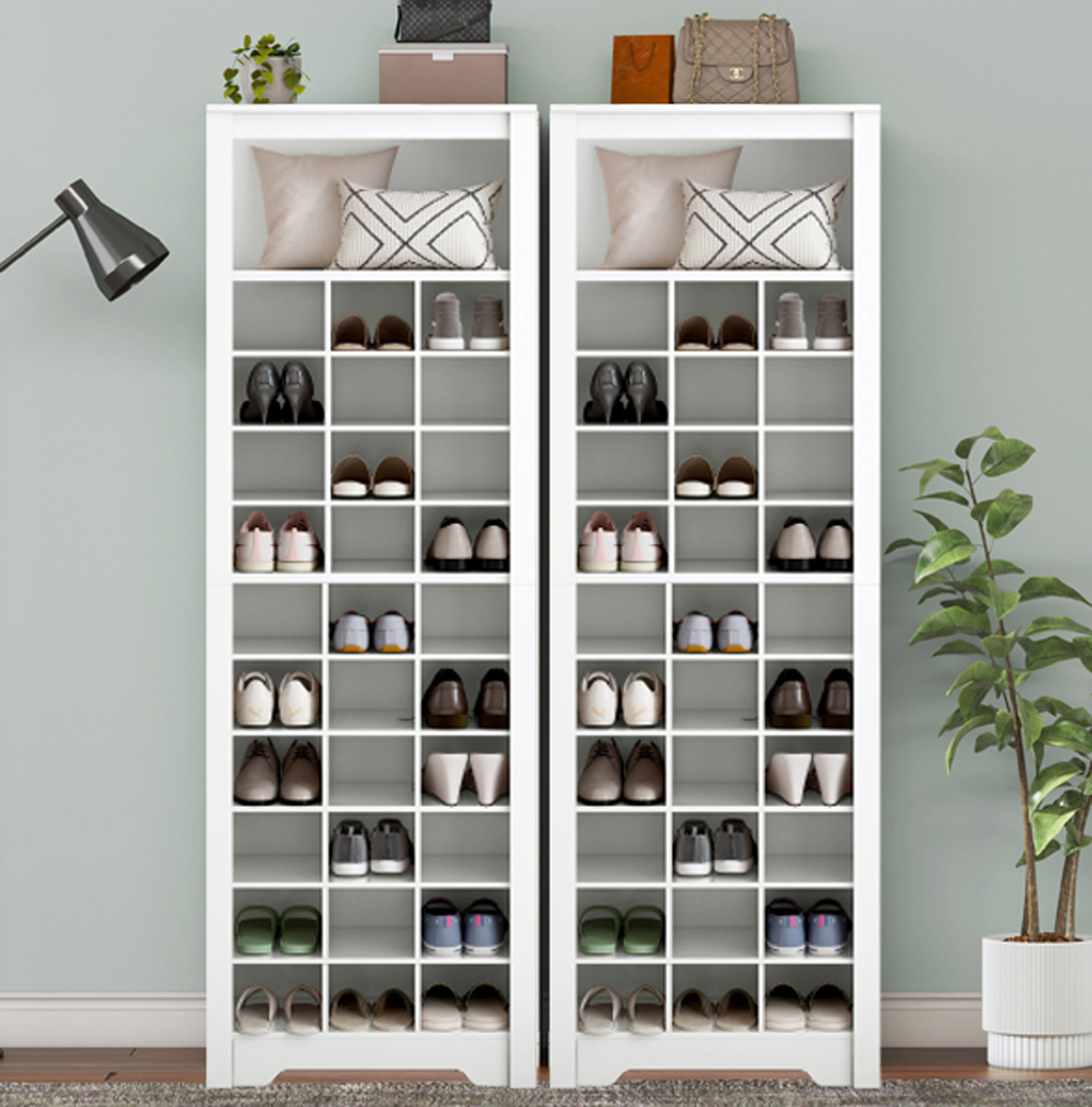 30 Pair Shoe Storage Cubbies and One Shelf Hokku Designs Finish: White