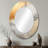 Beige And Gold Minimalism Storms I - Beige Oval Wall Mirror Decor-147633310