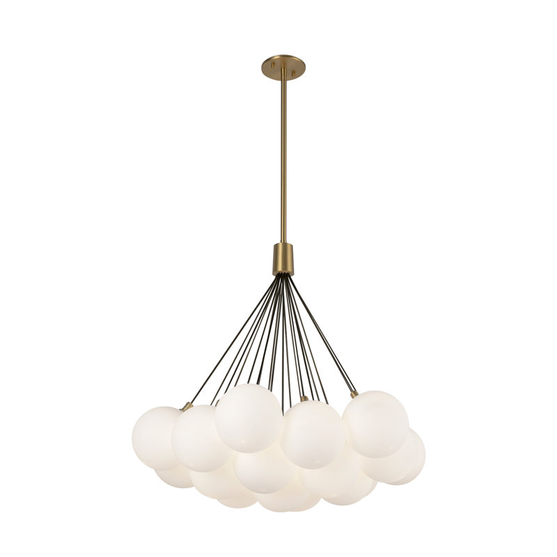 Lustre à DEL Bolla, 19, Or brossé, H 29 po x l 28 po x P 28 po