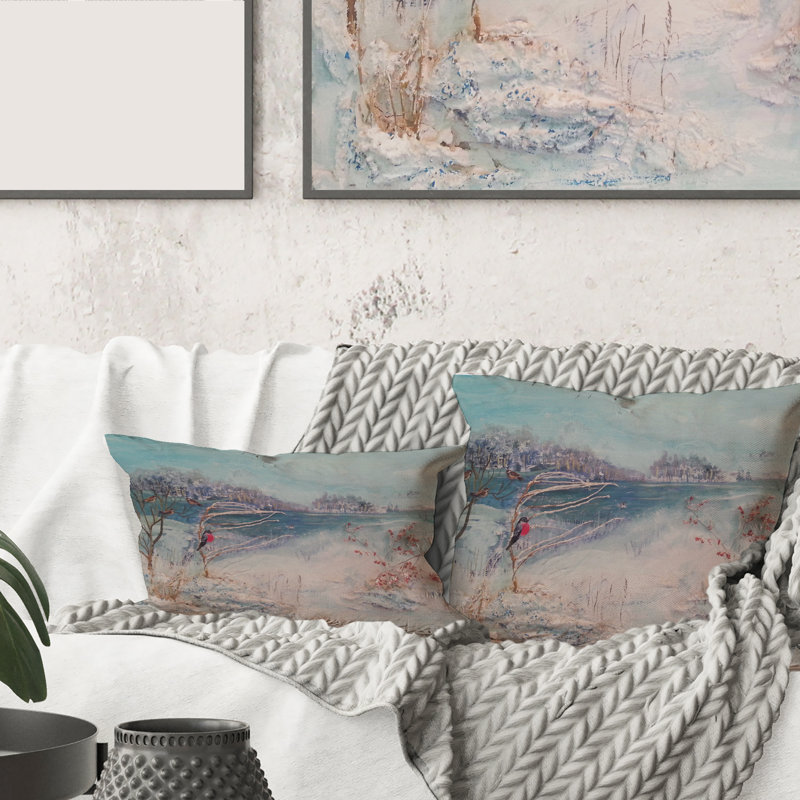 Trees River and Birds Rectangular Pillow Cover & Insert