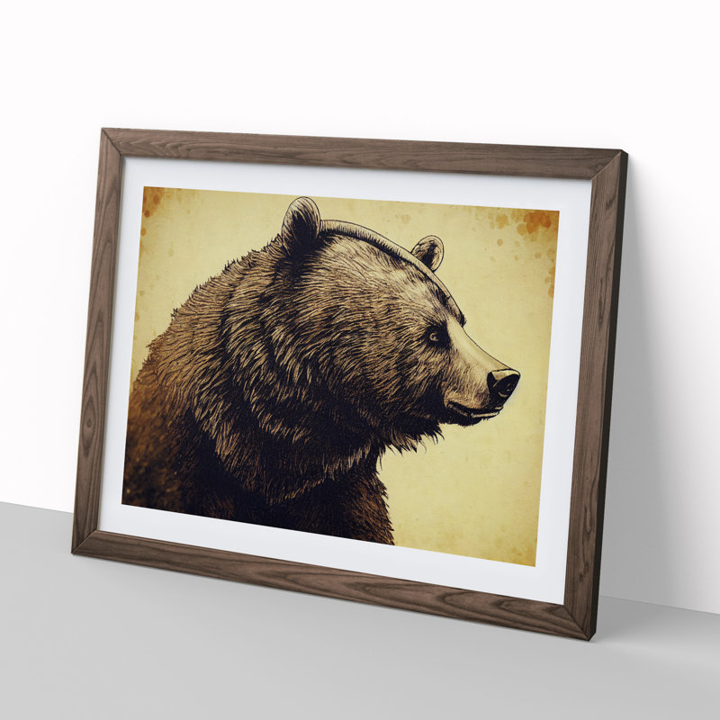 Glorious Bear - Framed Print, 25cm H x 34cm W x 2cm D, Walnut