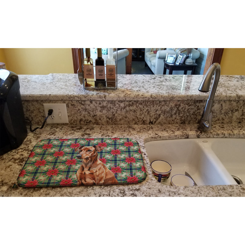 Tapis de séchage rouge allemand Pinscher Christmas PoinsettIas