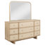 Commode 9 tiroirs et miroir chêne beige