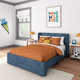 Solid Wood Upholstered Panel Bed with Rectangular Headboard