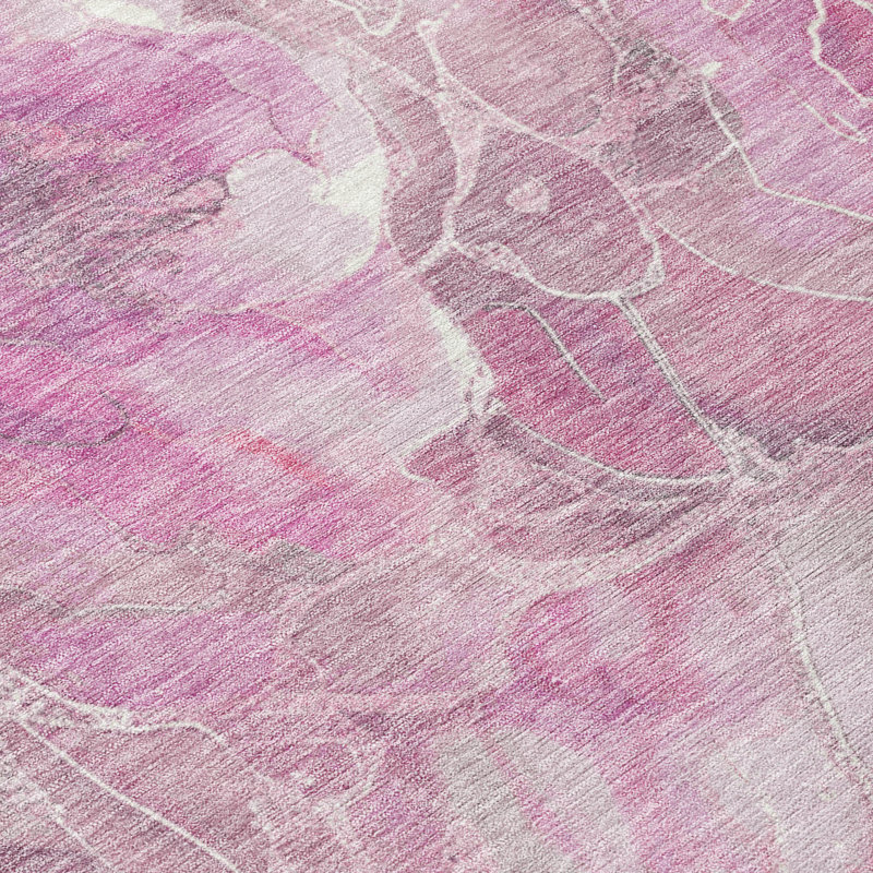 Machine Washable Indoor/Outdoor Xhevrie Pink Rug, Runner 2' 3" x 7' 6"