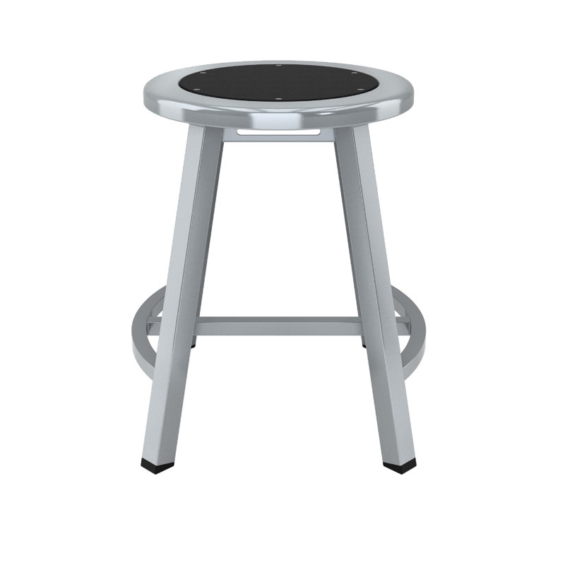 Tabouret industriel / fixe à hauteur fixe, siège rond en acier, H 18 po