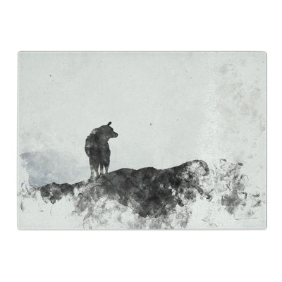 Tempered Glass Silhouette of a Wolf Chopping Board