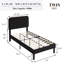 Ensemble de chambre à coucher noire 3 pièces avec lit plateforme tapissier et 2 tables de chevet, cadre de lit de tête de lit réglable avec lattes de bois et tables de chevet, ensemble de 3 meubles de chambre à coucher industriels pour chambre à coucher, appartement, Airbnb, location, chambre d'amis-1069501408