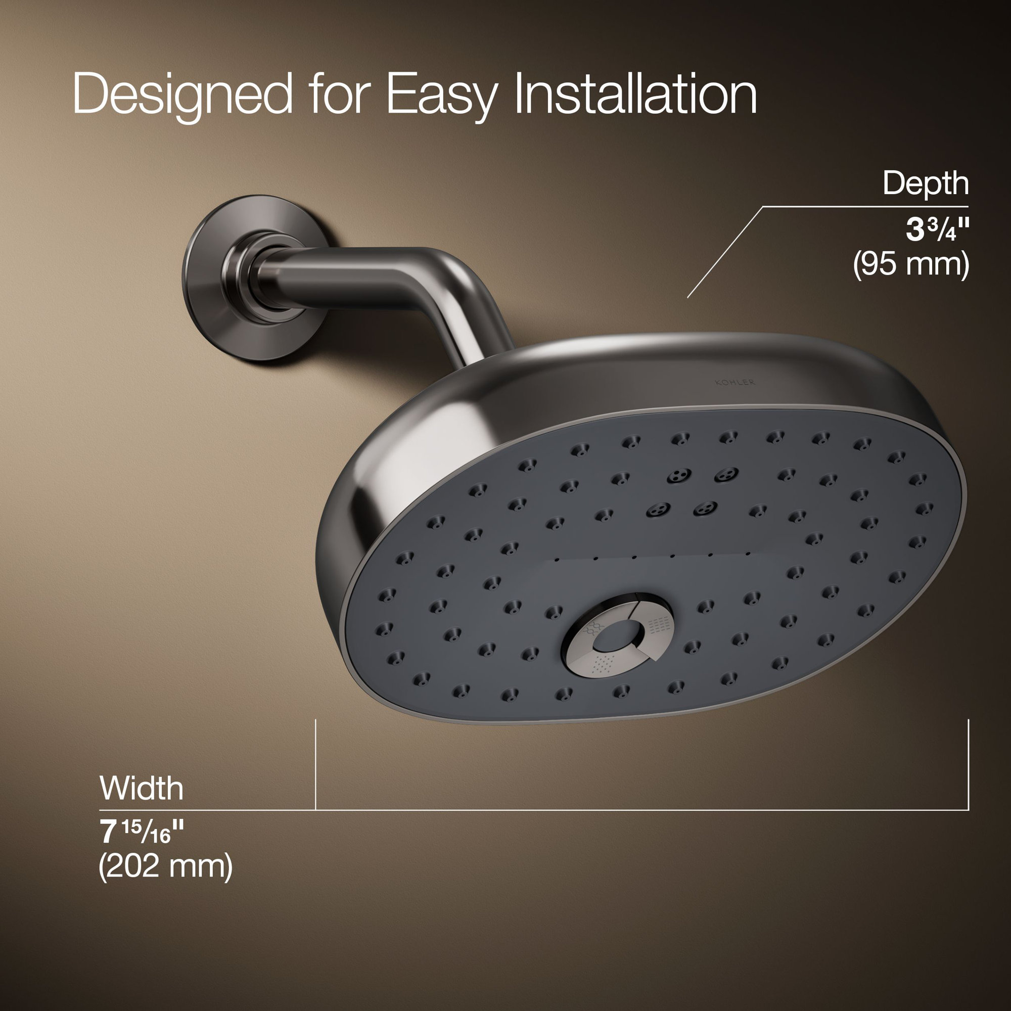 Statement2.5 GPM Oval Multifunction Showerhead with Katalyst Air-Induction Technology, Vibrant Titanium