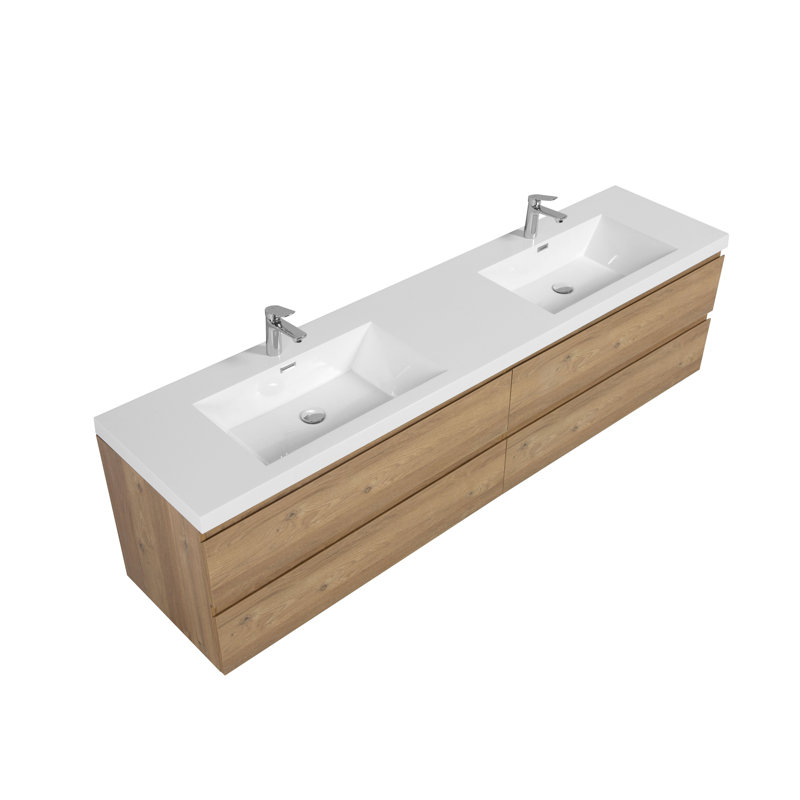 Benetice 59'' Double Bathroom Vanity with Solid Surface Top