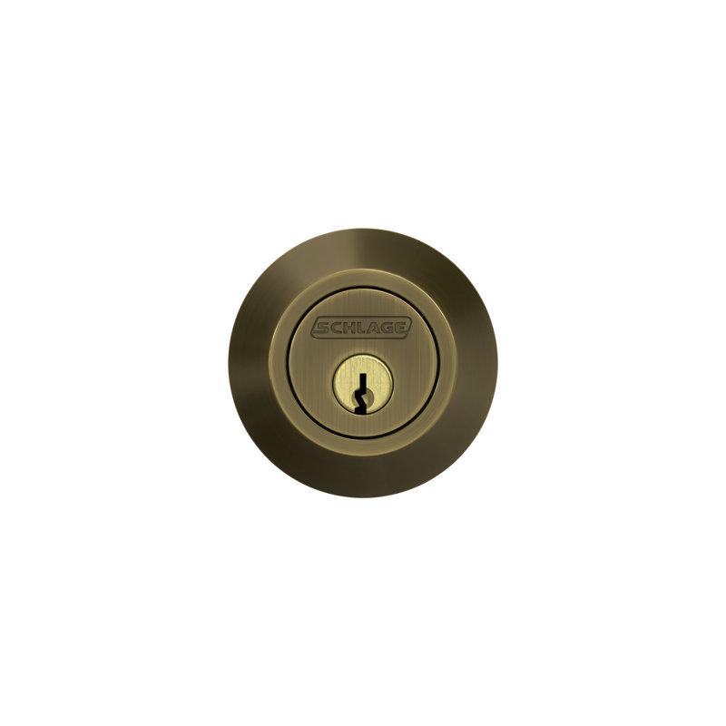 J Series Single Cylinder Deadbolt with Rosette, Antique Brass, Yes