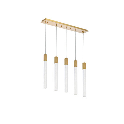 Luminaire suspendu rectangulaire à 5 lumières pour îlot de cuisine Aliha