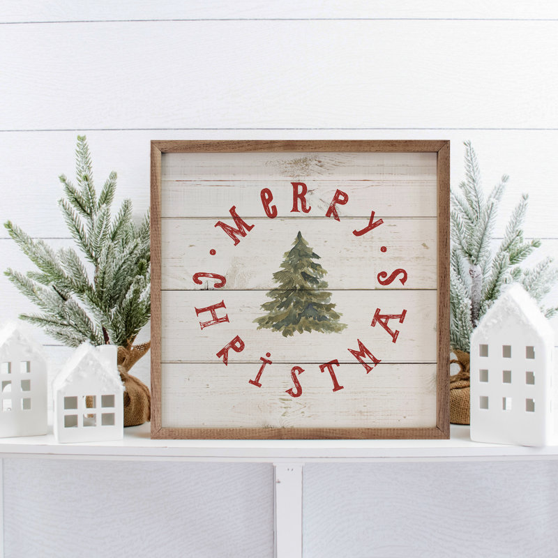 Merry Christmas Tree Whitewash, H 16 po x l 16 po
