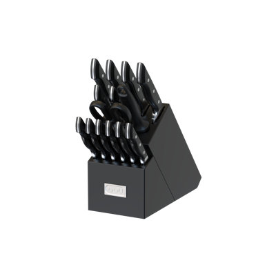 OOU 15-Piece German High Carbon Steel Knife Set - Ergonomic Handle Kitchen Knife Set with Steak Knives & Sharpener