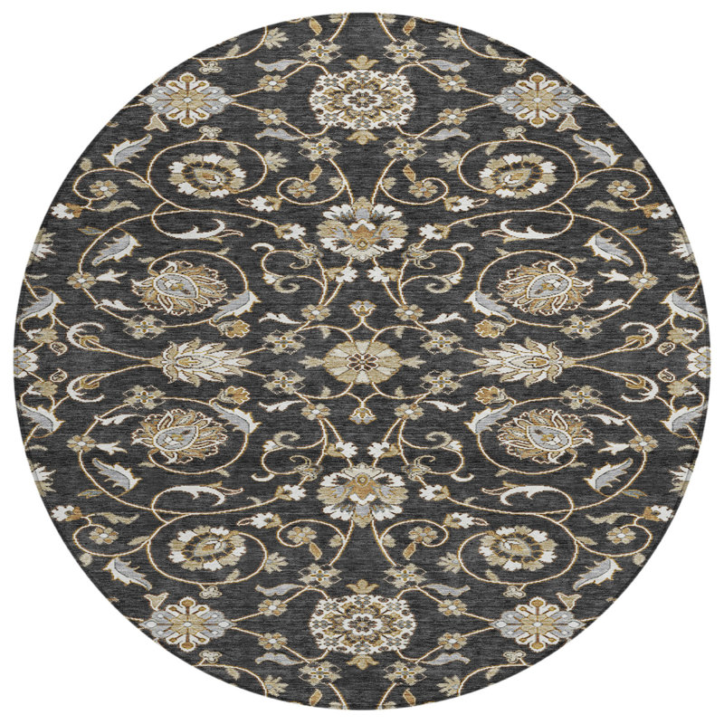Tapis rond d'intérieur brun 8 po