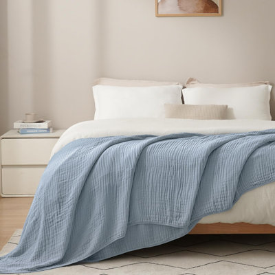 PHF Cooling Muslin Blanket, 6-Layer Lightweight Gauze Blanket Made from 35% Rayon Derived from Bamboo & 65% Cotton, Breathable & Ultra Soft Cozy for Hot Sleepers