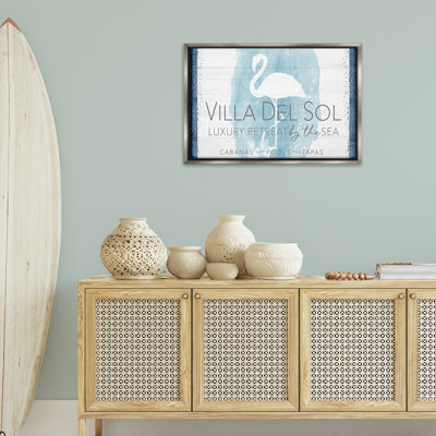 «Beach Retreat Flamingo Sign», toile encadrée brune par PDR, LLC.