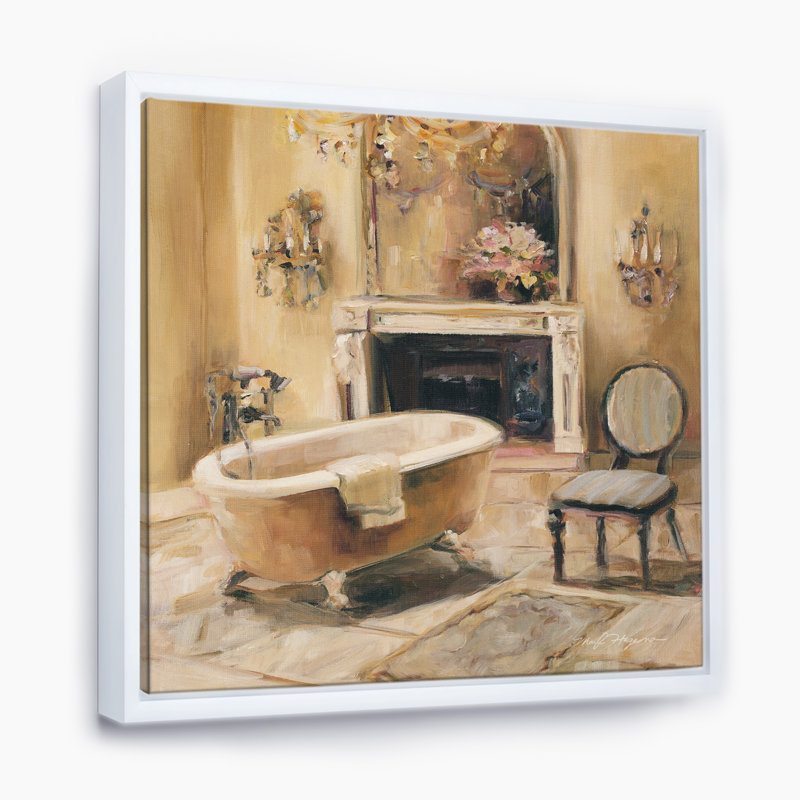 French Boudoir Bath I - reproduction d'art, H 46 po x l 46 po x P 1,5 po, Toile encadrée flottée blanche
