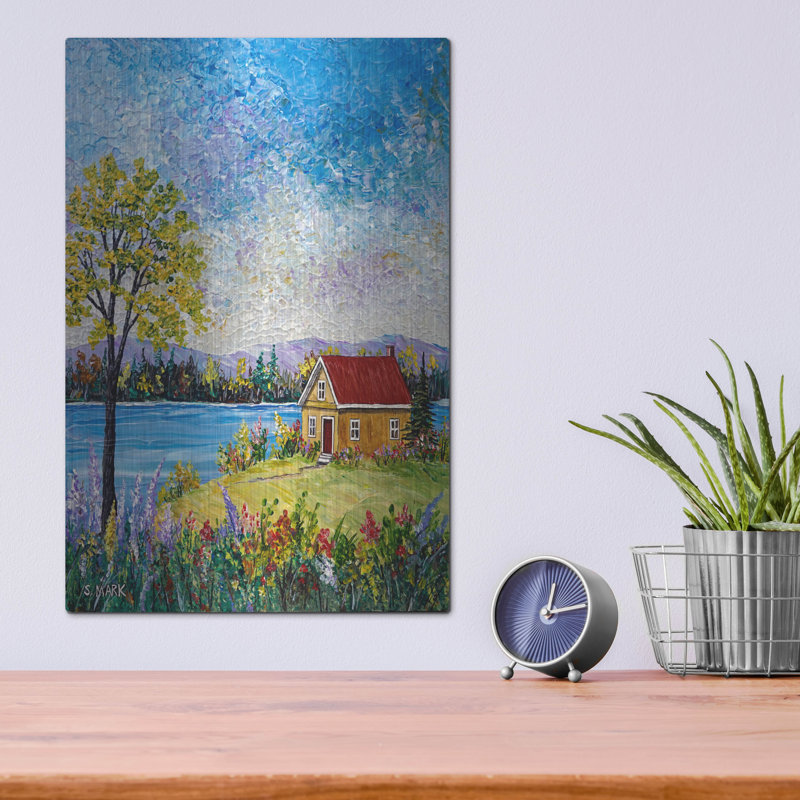 «Lake Flowers» par Sharon Mark, art mural en métal, H 16 po x l 12 po