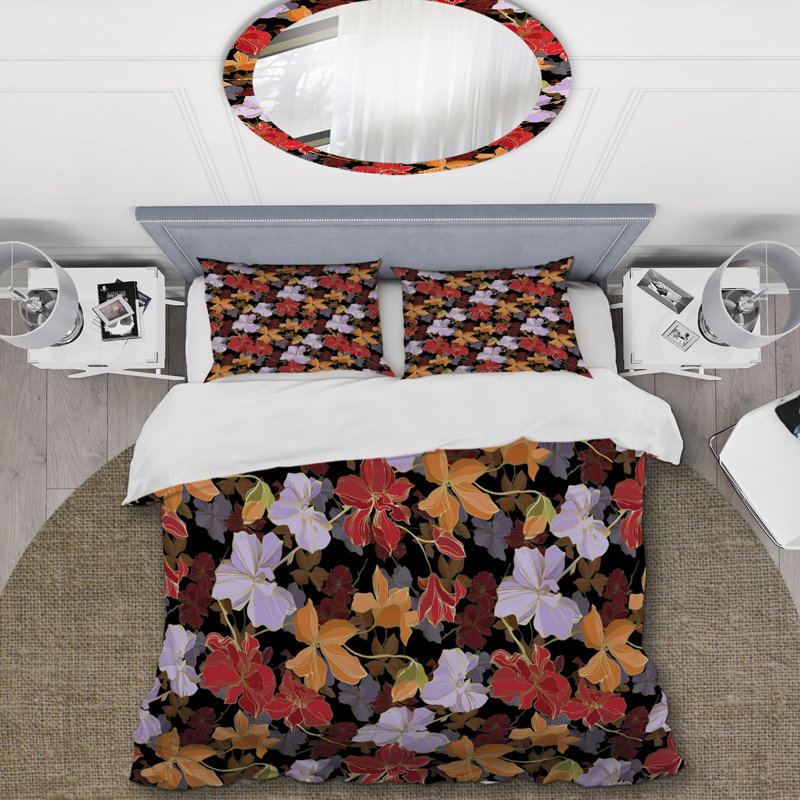 Ensemble de housse de couette multicolore Orchid Flowers - Cabin & Lodge, Housse de couette simple + 1 taie décorative stan