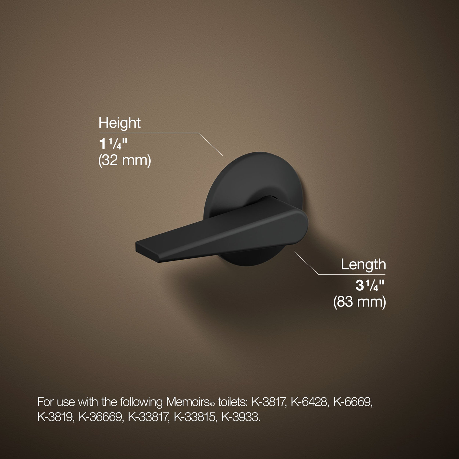 Santa Rosa Toilet Trip Lever, Left Hand, Matte Black