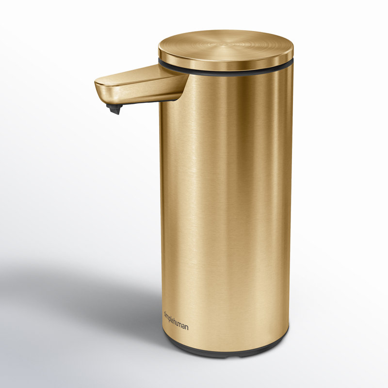 simplehuman 9 oz. Touch-Free Rechargeable Sensor Liquid Soap Pump Dispenser, Brass
