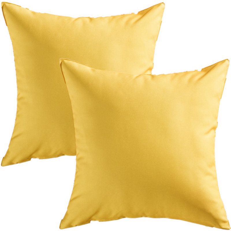 Ensemble de 2 housses de coussin imperméables pour l'extérieur, 18 po x 18 po, Jaune, Carré