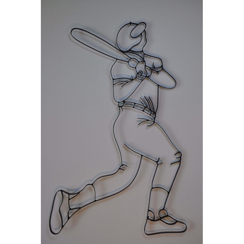 Décoration murale baseball en métal batte
