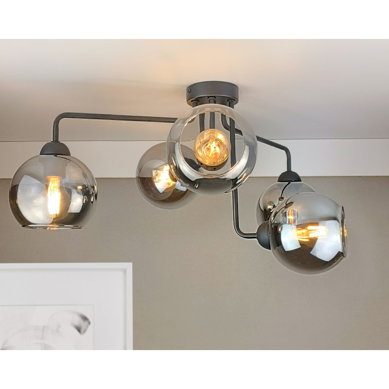 Corder Glass Semi Flush Mount, Black