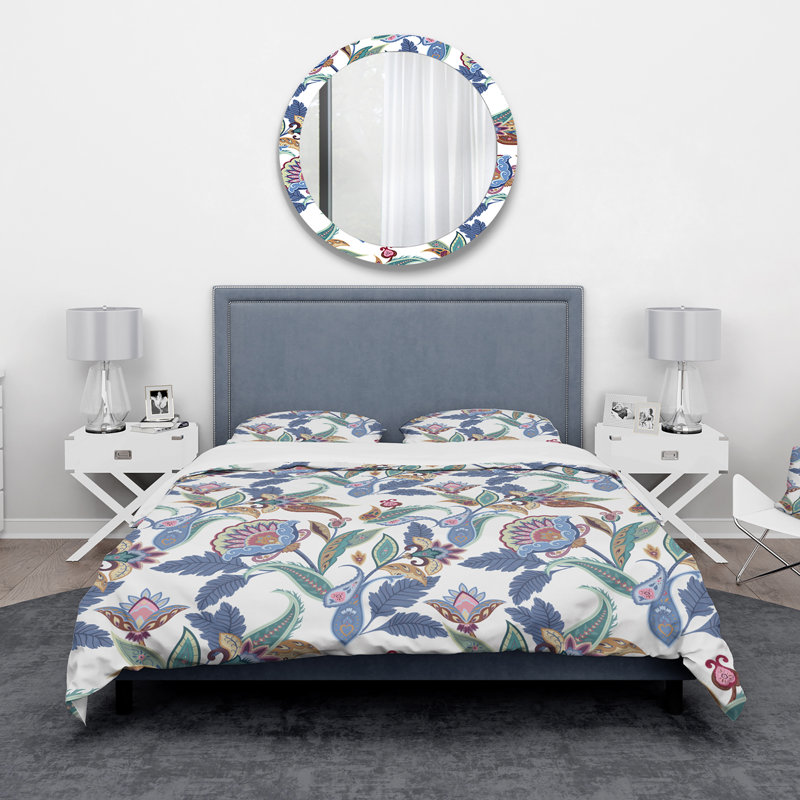 Ensemble de housse de couette Ramsati, Housse de couette simple + 1 taie décorative, Damassé