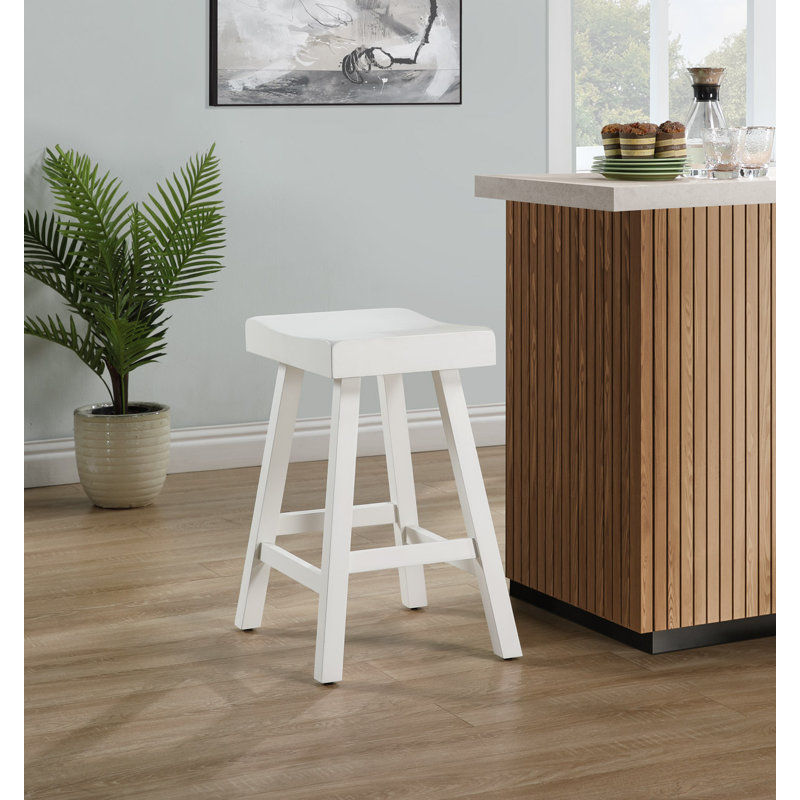 Solid Wood Counter Stool, White