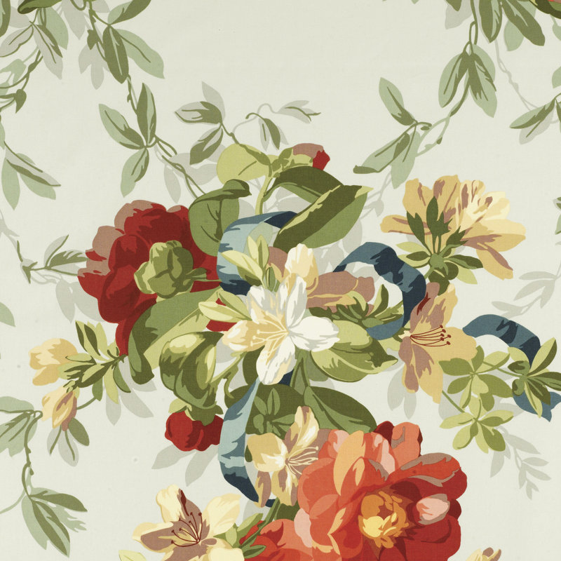Ellesmere Ribbon Floral Fabric, Aqua