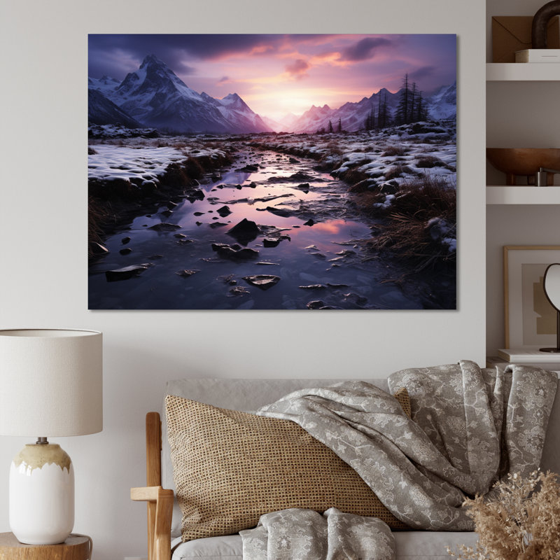 Alaska, crépuscule arctique sur toile, Toile tendue, H 16 po x l 32 po x P 1 po