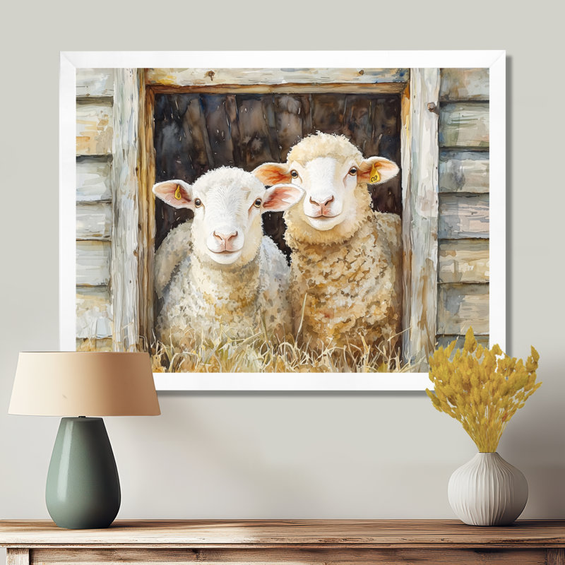 Besty Sheep Portrait At The Farm - Sheep, impressions sur toile, H 34 po x l 44 po, Reproduction d'une seule photo avec cadre