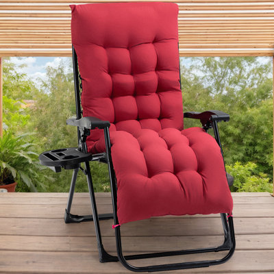 Folding Outdoor Lounge Chair With Cushion&Side Tray - Ideal For Camping, Patio, And Lawn Relaxation
