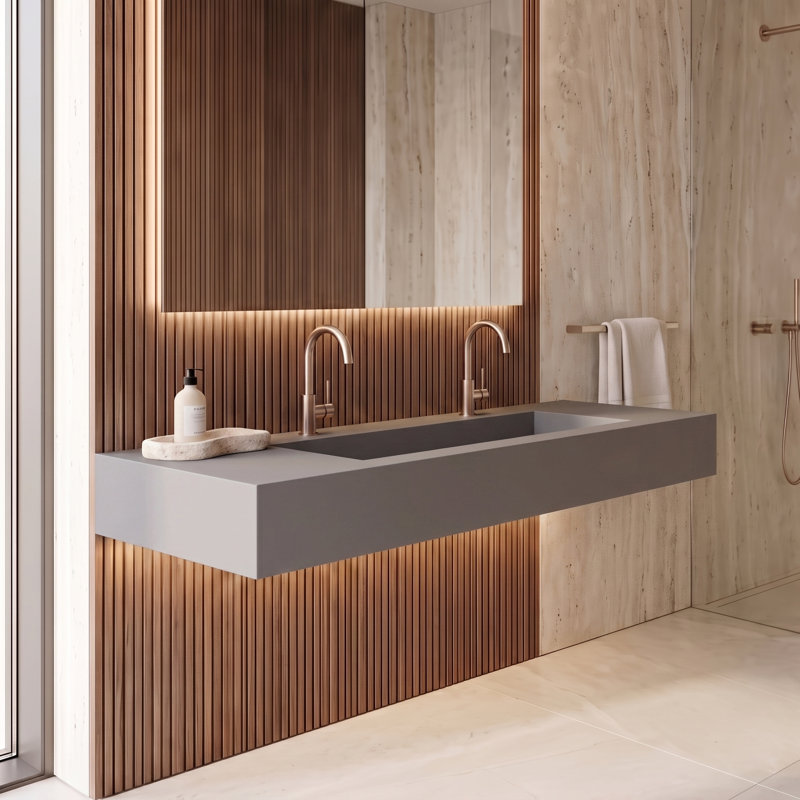 Plateau de meuble-lavabo simple 60 po avec lavabo Audrey, Gris