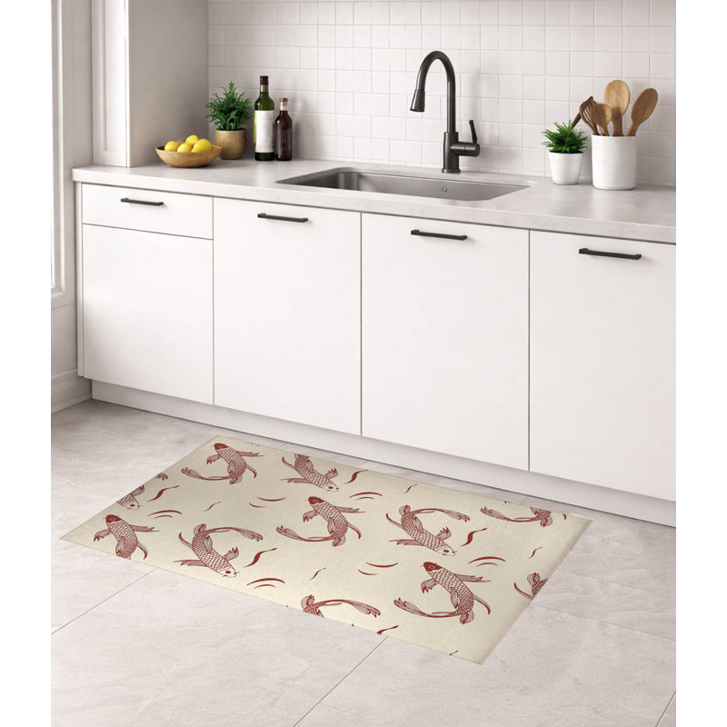 Tapis de cuisine Koi Fish, Rectangle 3' x 5', Brick Clay Animal Print