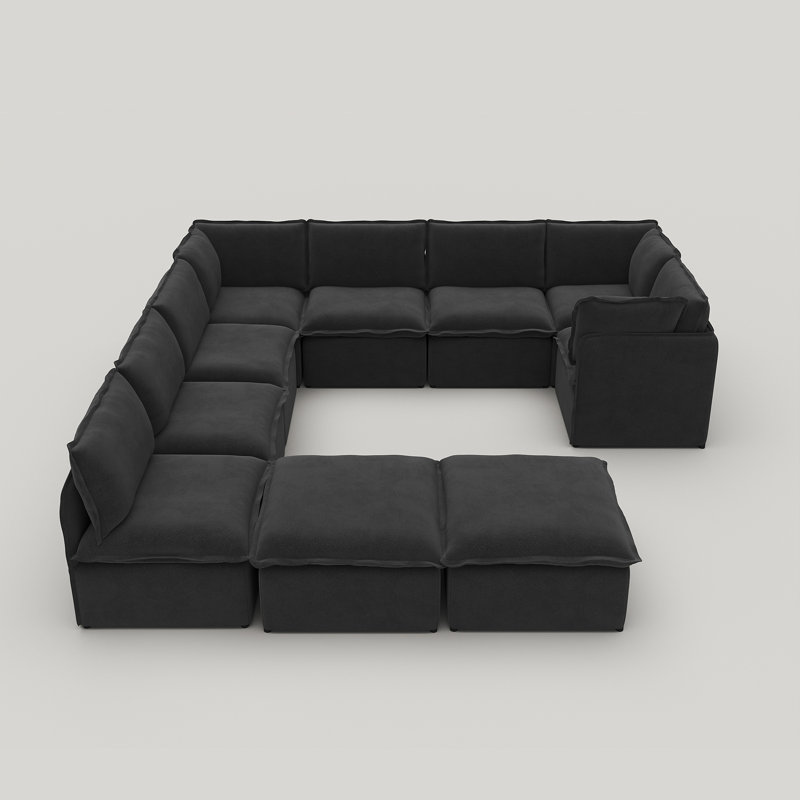 Canapé modulaire modulaire 10 pièces Advait, combinaison libre avec structure en fer léger et repose-pieds Advait