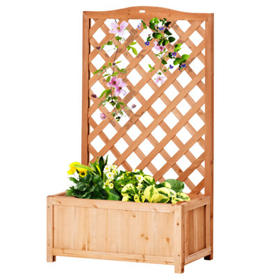 Outsunny Wooden Raised Garden Bed With Trellis
