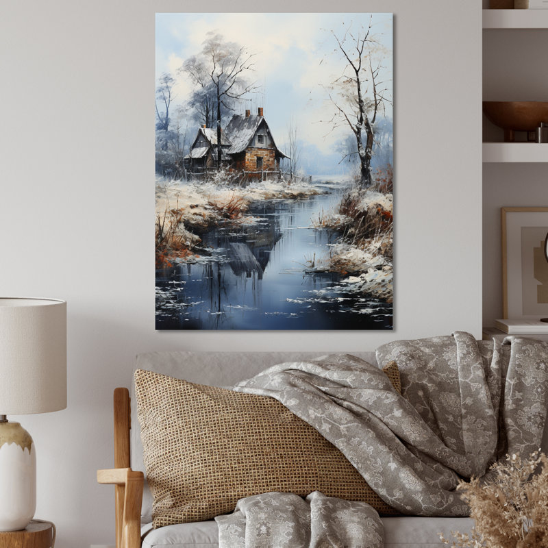 Winter River Harmony III - Paysages, impressions sur art mural en métal, H 20 po x l 12 po x P 1 po