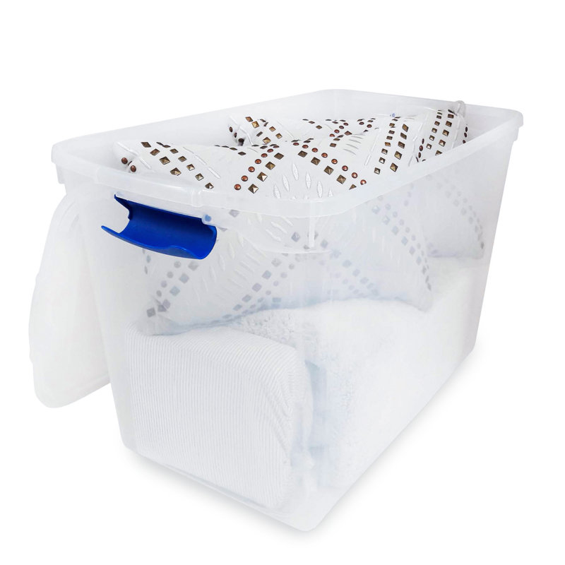 Bac de rangement avec couvercles Homz, 112 pte, 2, Bleu / Transparent