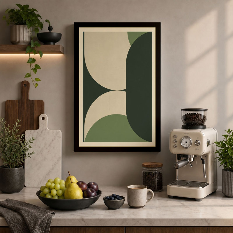 Forest Forms Geometric 1 Piece Wrapped Canvas Wall Art, 18x12 - 45.7 x 30.5 cm, Terracotta Border