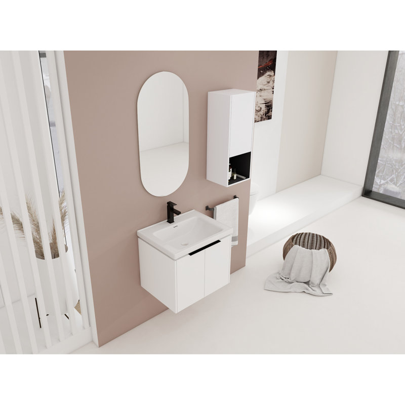 Meuble-lavabo de salle de bain avec lavabo en céramique