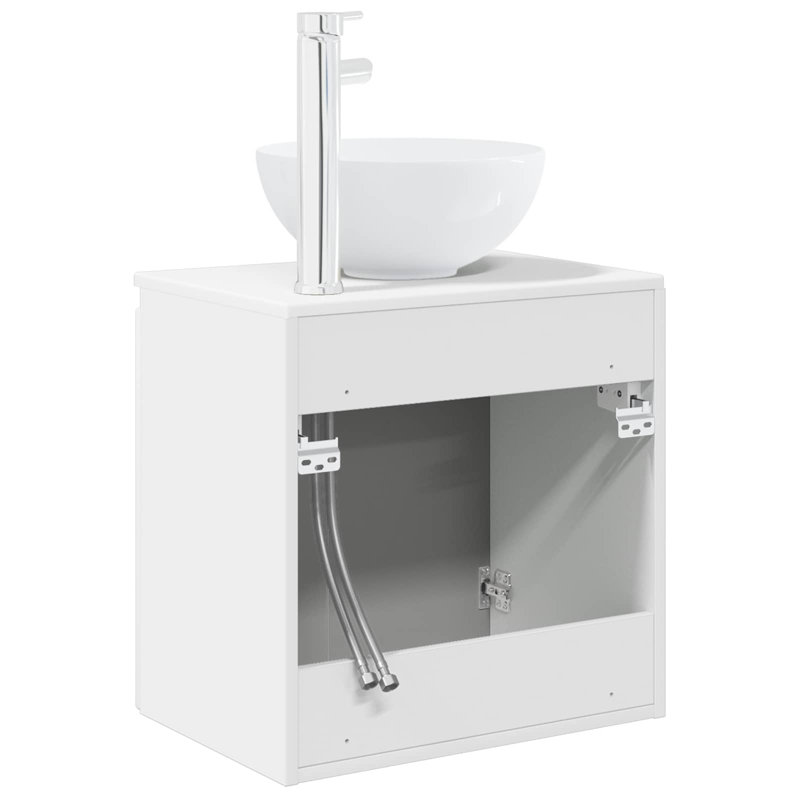Single Bathroom Vanity with Ceramic Basin, White
