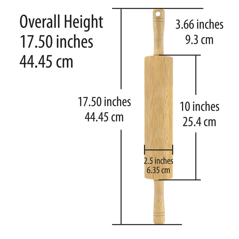 Classic Natural Wood Rolling Pin with Easy Grip Handles