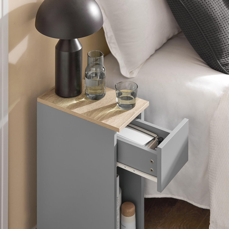 Bergmundur 20cm W Manufactured Wood Bedside Table, Grey