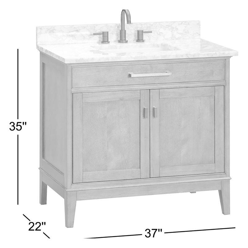 Madison 36" Single Bathroom Vanity with Carrara Marble Top, Tobacco, Cala White