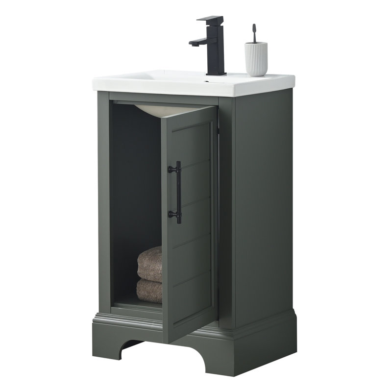 Ensemble de meuble-lavabo simple 20 po , Vert rétro