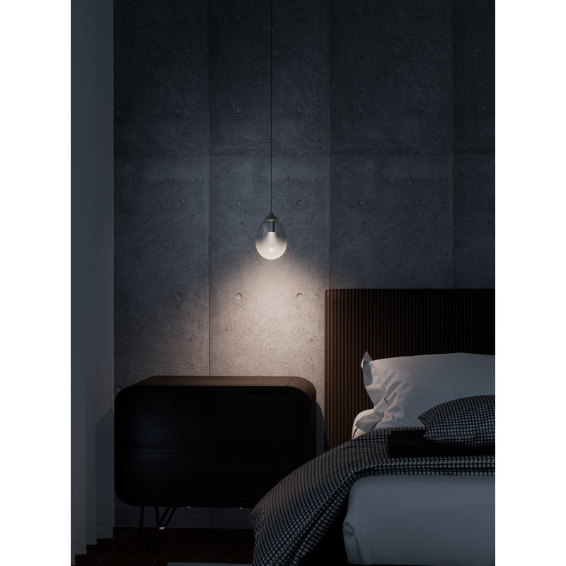 Luminaire suspendu DEL brume L, Champagne doré, H 8,8 po x l 6,3 po x P 6,3 po